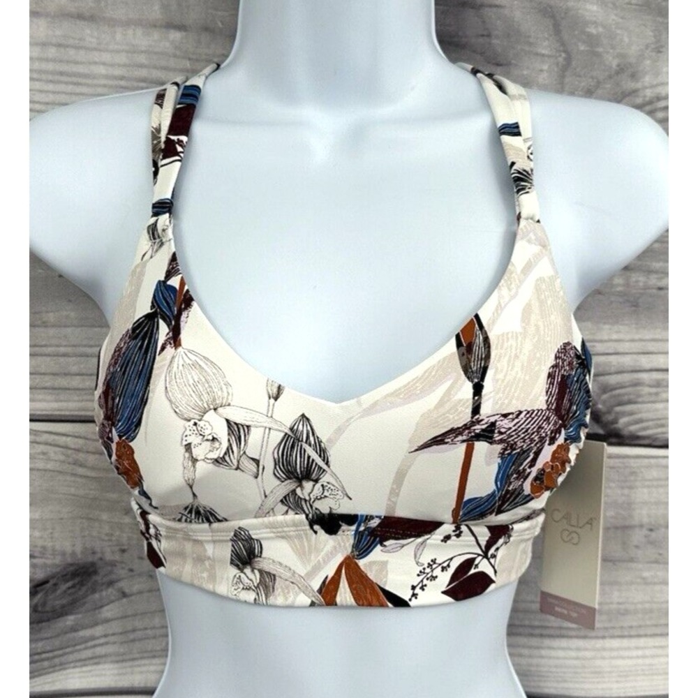 CALIA STRAPPY BACK‎ RUCHED BIKINI TOP Women's Size XS ISLAND BOTANICAL